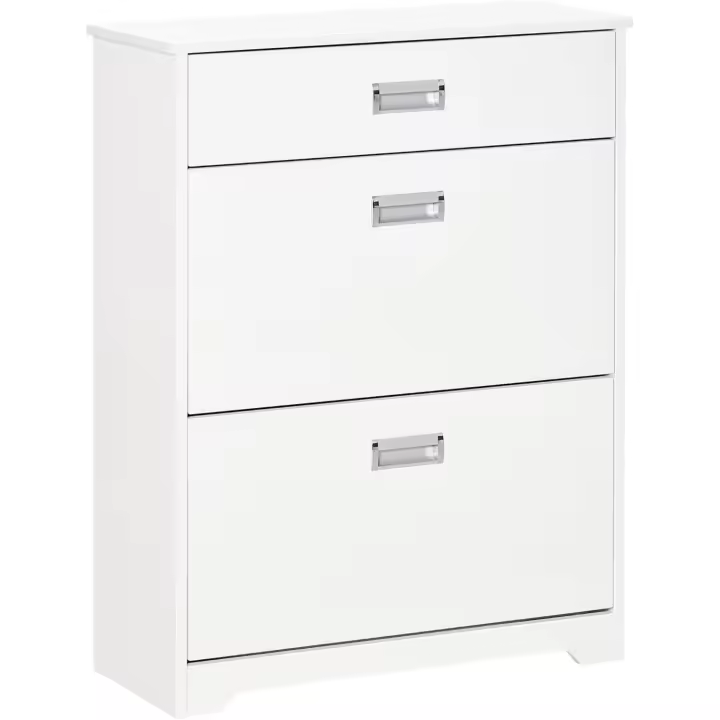Mueble para zapatos con 2 cajones abatibles, estante ajustable + 1 cajón + 1 encimera hasta 16 pares 70 x 29 x 92 h, color blanco - 1