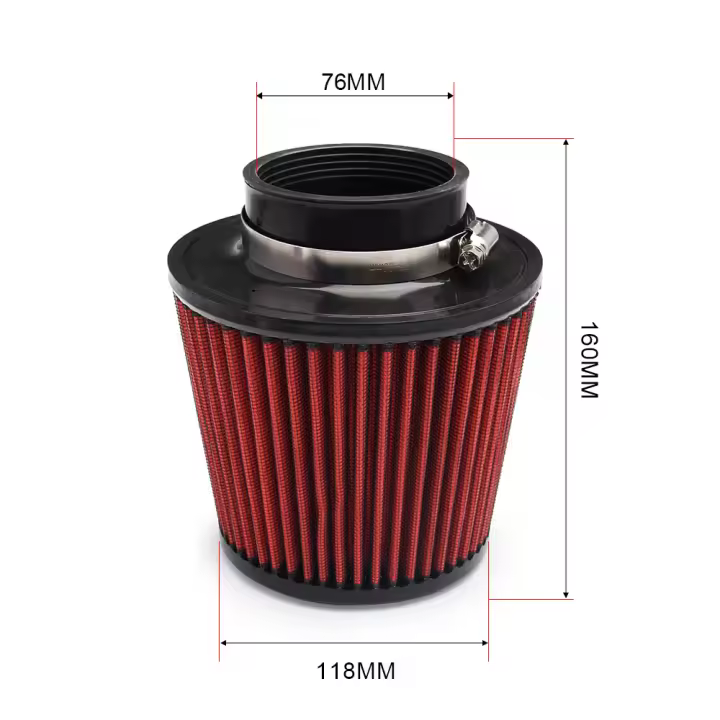 Filtro De Aire Para Coche Universal Alta Fluidez Inlet Frío Intake Filtro Limpiador Pipe Modificado Scooter 76/100mm Material Algodón Gauze Y Hierro Goma Y Acero Inoxidable - 1