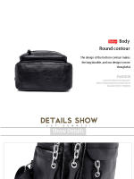 Bolso De Hombro Para Mujer En PU Negro Casual Y Versátil Gran Capacidad Ligero Adecuado Para Estudiantes De Colegio Salir - details 14