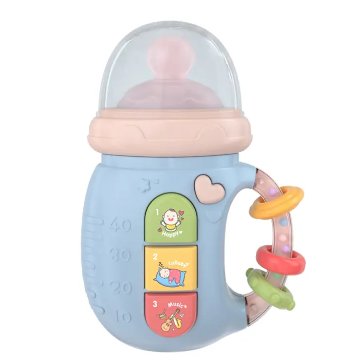 Biberón Musical Para Bebés Juguetes De Pacificador Suave Para Morder Rattles Educativos Para Recién Nacidos 0-12M Alivio Del Dolor Música Soothing Regalo Para Recién Nacidos - 1