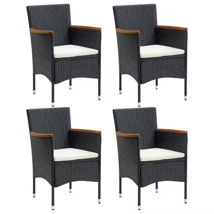Sillas de comedor de jardín 4 unidades ratán sintético negro - 1
