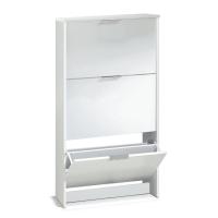 Meimon Zapatero 3 puertas abatibles, tablero melaminizado E1 (15/10 mm), cantos melamínicos, sistema abatible ABS 2 bandejas por puerta, tiradores aluminio, 113x60x22 cm, capacidad 18 pares, carga máx. 35 kg, EAN 8423490261973, color blanco brillo - details 0