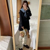 Calentadores De Pierna Largos Para Mujer Estilo Lolita Socks JK Cuff Botas over Knee Invierno Otoño Color Sólido Negro Blanco - details 0
