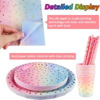 Juego de vajilla de Papel desechable colorido para vacaciones, banquetes, Hoteles, restaurantes, comida Occidental, Plato de Papel, Vaso de Papel, Cuchillo, TENEDOR, Cuchillo - details 4