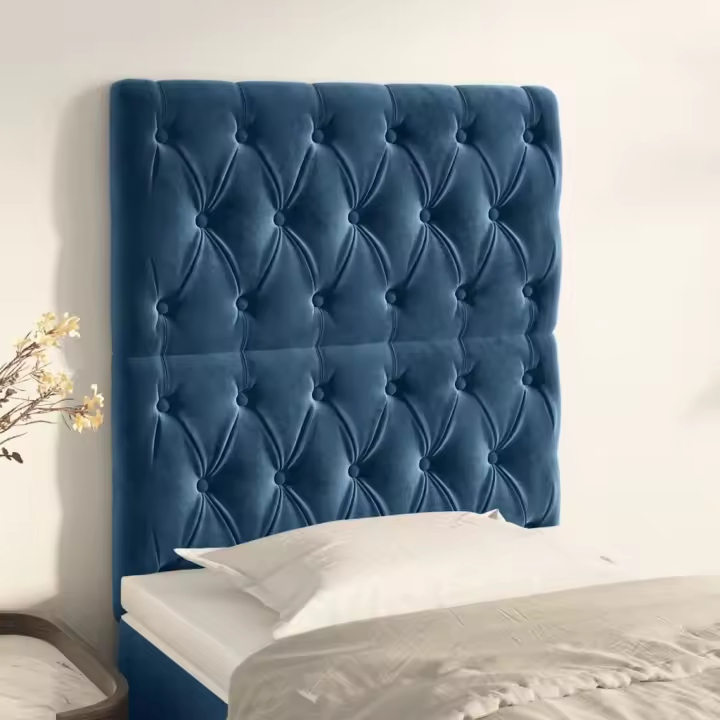 vidaXL Cabeceros 2 unidades de terciopelo azul oscuro 80x7x78/88 cm - 1