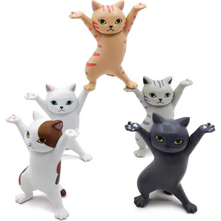 Portalápices con forma de gato bailando, regalo para amantes de los gatos, diseño creativo de ataúd para escritorio o decoración del hogar, almacenamiento de artículos pequeños, 5 unidades - 1