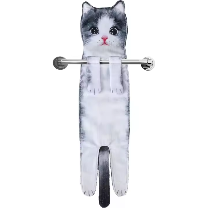 Divertidos Gatos Toalla de Mano-Decoración Gato Toalla Colgantes para Baño Trapos de Cocina-Animal Absorbente suave Toallas-regalos Graciosos Para Originales Mujer Amantes de Los Gatos-Pies Cortos - 1