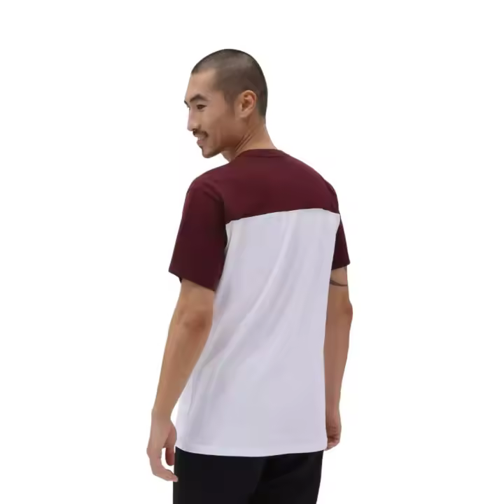 Camiseta Vans Script Crew Block S Blanco Burdeos T Shirt Vn0007G5Kjn1 - 1