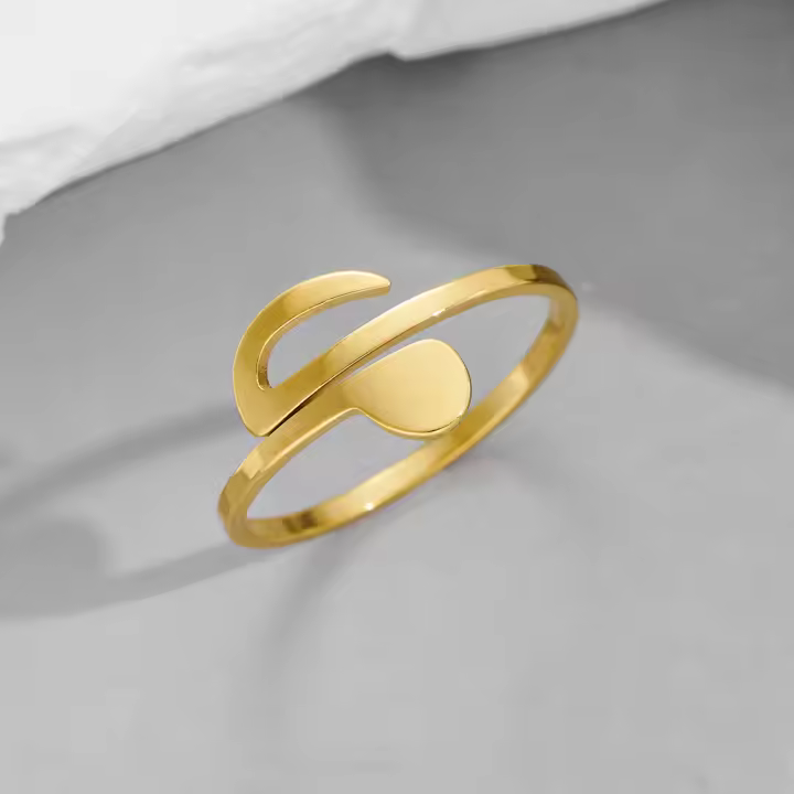 Anillo Abierto Ajustable De Acero Inoxidable Para Mujer Joyería Musical Regalo Para Cumpleaños Boda Calidad Alta Estilo Casual/Sporty - 1