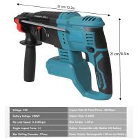 Nuevo Martillo Perforador Eléctrico Inalámbrico 18V 4 Funciones Martillo Perforador Recargable 27mm Taladro de Impacto Para Batería Makita 18V, - details 0
