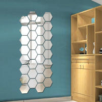 Adhesivos De Espejo 3D Para Pared 24Pcs Forma Hexagonal Acrílico Desmontable Decoración DIY Para El Hogar Artículos De Arte - details 2