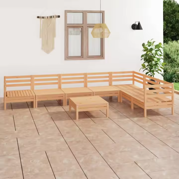 vidaXL Juego de muebles de jardín 8 piezas madera maciza de pino - 1
