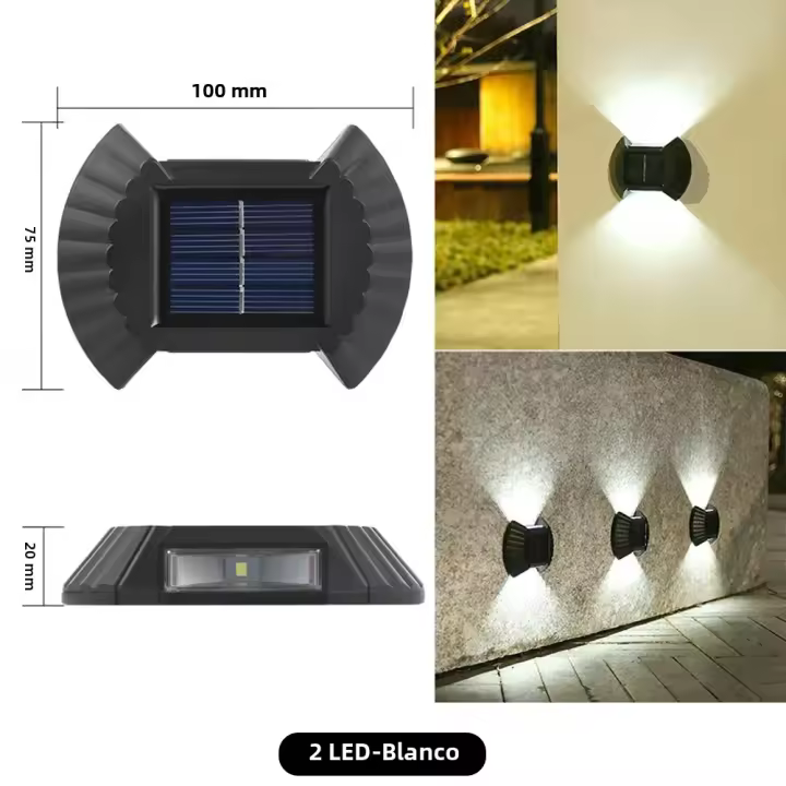 Lámpara De Pared Solar LED Impermeable Para Iluminación Exterior Decoración De Jardín Luz Cálida Luz De Lavadora De Pared - 1
