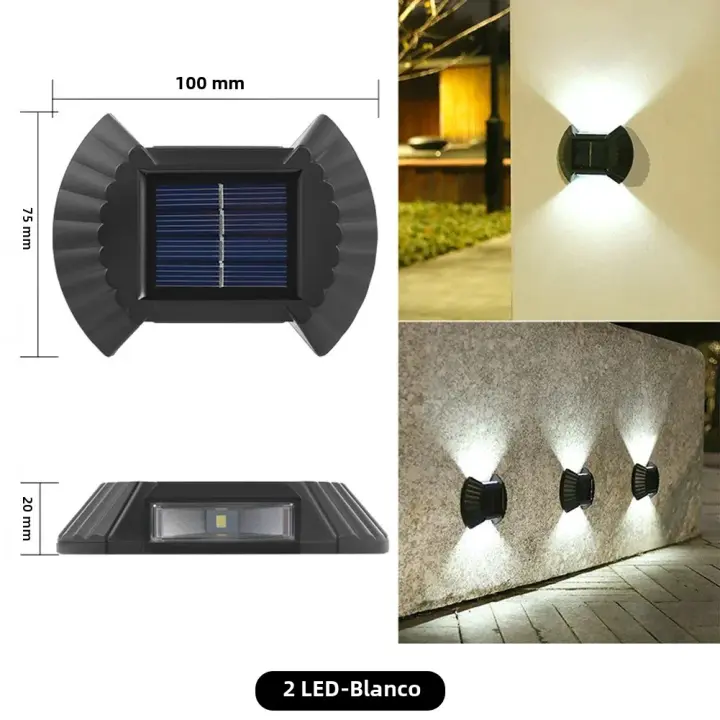 Lámpara De Pared Solar LED Impermeable Para Iluminación Exterior Decoración De Jardín Luz Cálida Luz De Lavadora De Pared - 1