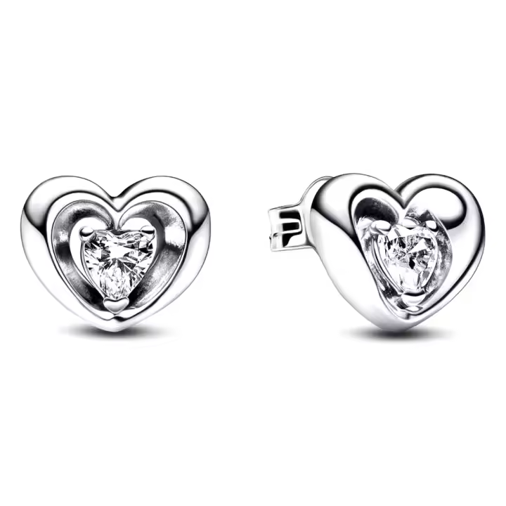 Pandora 292500C01 Pendientes de aro de plata de ley brillantes Heart to Heart - 1