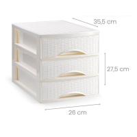 ZYLX SHOPPING - Cajonera Rattan de Sobremesa 2/3/4 Cajones, Blanco o Marrón, Ideal para Escritorio, Baño o Cocina - details 4