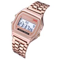 Reloj Electrónico Clásico Y Moderno Cuadrado Para Hombres Y Mujeres Estilo Pareja Pulsera De Acero A159 Ge Resistente Al Agua - details 5