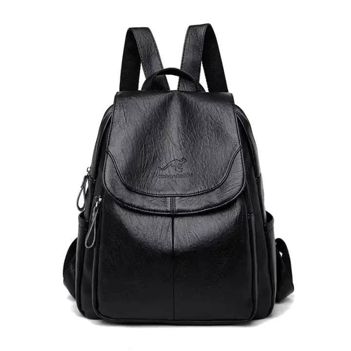 Mochilas de cuero para mujer bolsos de hombro femeninos Vintage bolsos de viaje casuales Mochilas escolares 9 colores - 1