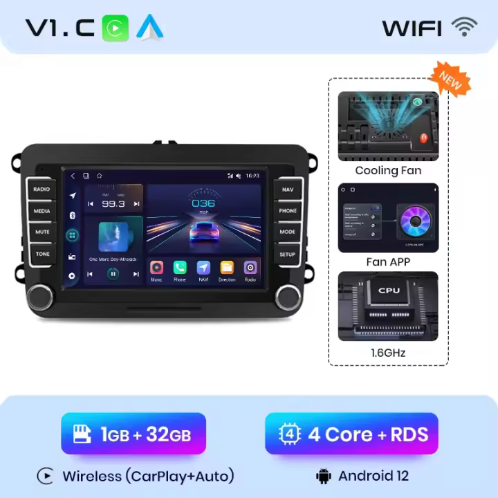 Junsun Tech 7" Radio multimedia de coche para Volkswagen VW SEAT León Passat B6 B7 Tiguan Touran GOLF POLO RDS GPS 2din autoradio - 1