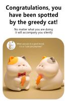 Lámpara Nocturna De Gato Glotón Recargable En Silicona Luz Táctil De Animal Decoración De Escritorio Y Cama Forma De Gato Y Peces - details 5