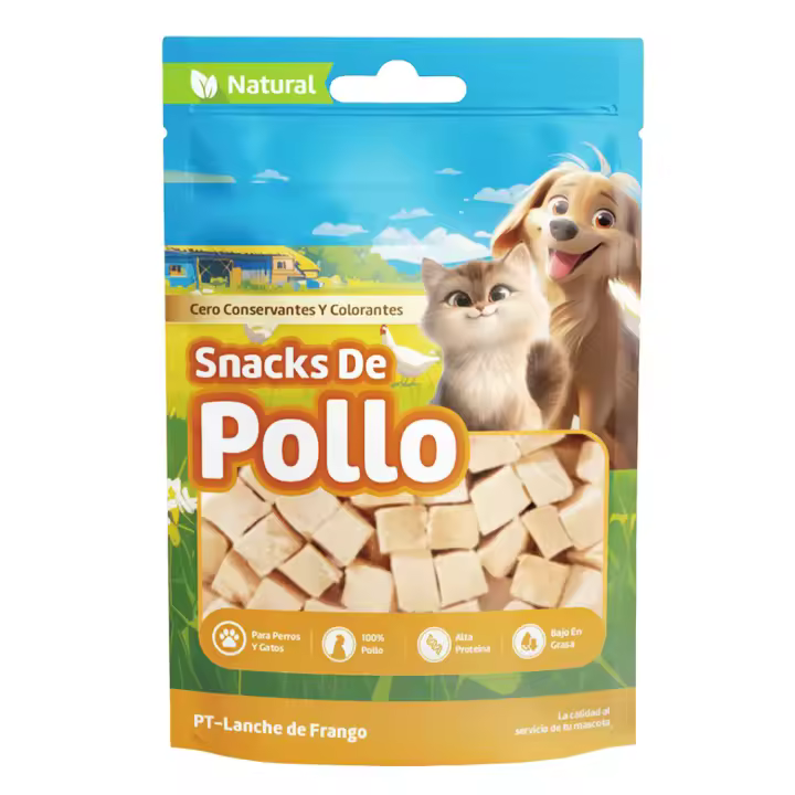 Snacks Naturales de Pollo para Perros y Gatos 100% Carne Pura, Liofilizado, Alto en Proteína, Bajo en Grasa, Sin Aditivos Bocaditos Saludables para Mascotas - 1