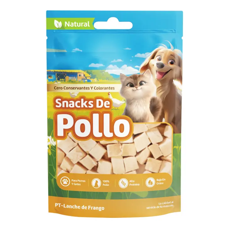 Snacks Naturales de Pollo para Perros y Gatos 100% Carne Pura, Liofilizado, Alto en Proteína, Bajo en Grasa, Sin Aditivos Bocaditos Saludables para Mascotas - 1
