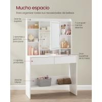 Tocador de maquillaje de estilo moderno con luces led ajustables y amplio espacio de almacenamiento, cajón amplio, color blanco - details 2