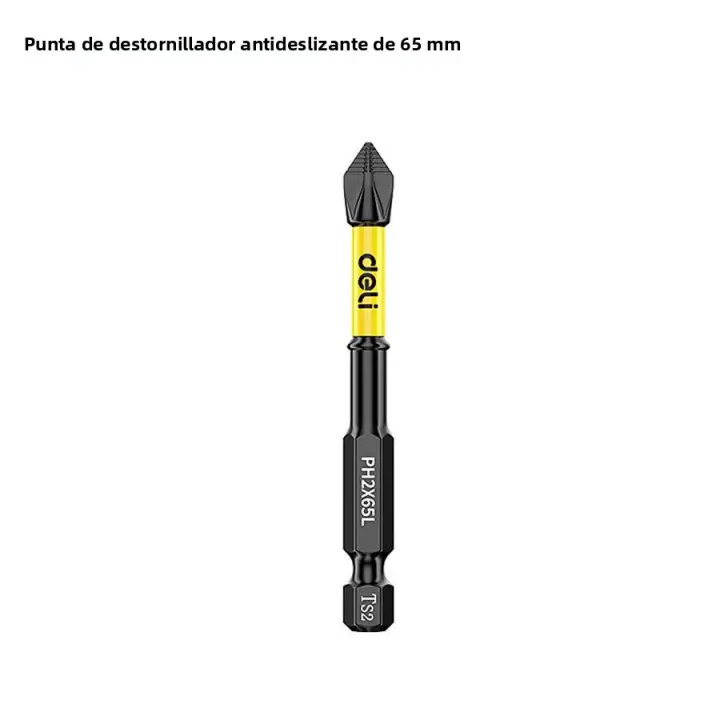Deli 1pc Destornillador Magnético PH2 Con Cabeza De Impacto Alta Dureza Y Resistencia Anti Deslizamiento Y Impermeable Para Taladro - 1