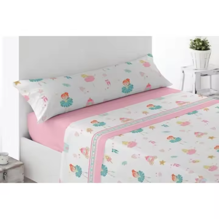 ANGAMA TEXTIL HOME - 😄​ Juego de Sábanas infantil 100% microfibra -  Sábanas de 3 piezas 190x190/200cm - bailarinas- camiones - sábana infantil suave y agradable - 100% microfibra - bajera ajustable - kids - 1