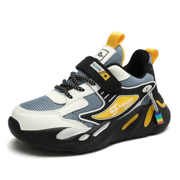 Zapatillas De Deporte Para Niños Cuero Transpirable Y Malla Cómodas Zapatos Casuales Para Salir Y Correr Exterior Antideslizantes Tallas 26-40 - 1