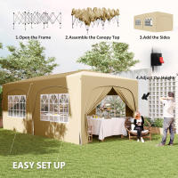 Outsunny Carpa Plegable Gazabo 3x6 m con Paneles Laterales UPF50+ Cenador Pabellón de Jardín con Altura Ajustable y Bolsa de Transporte para Camping Fiestas Patio Terraza - details 3