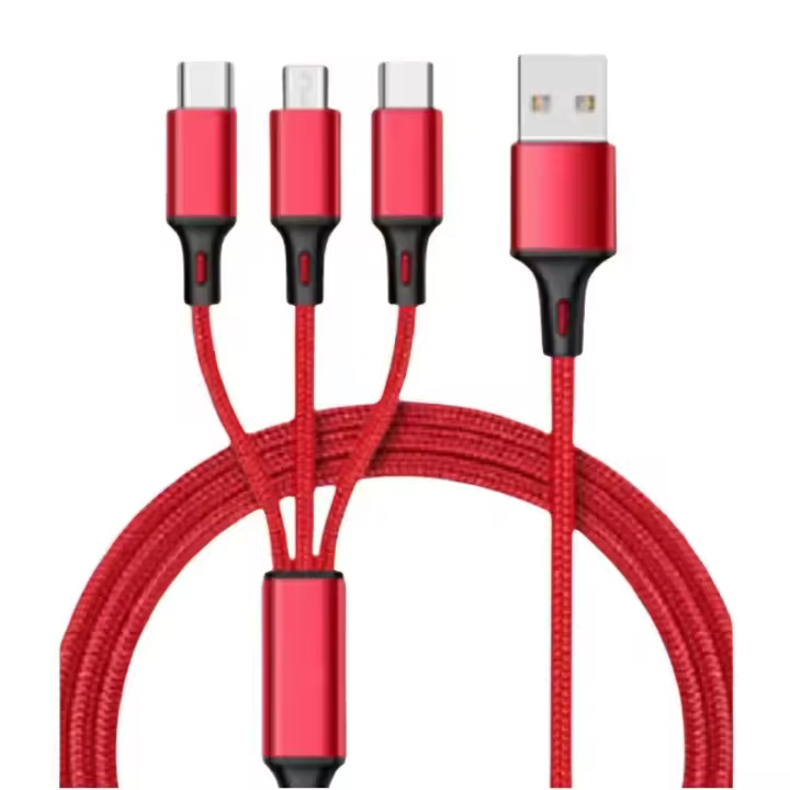 Cable de datos One Drag Three para Android Typec 3 en 1 carga rápida 1,2 m trenza de nailon transmisión de datos conveniente y rápida - 1