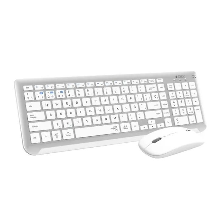 SUBBLIM - Teclado con Ratón Bluetooth + 2.4G Combo Dual Prestige Extendido Plata/Blanco SUBKBC-DCEP10 - 1
