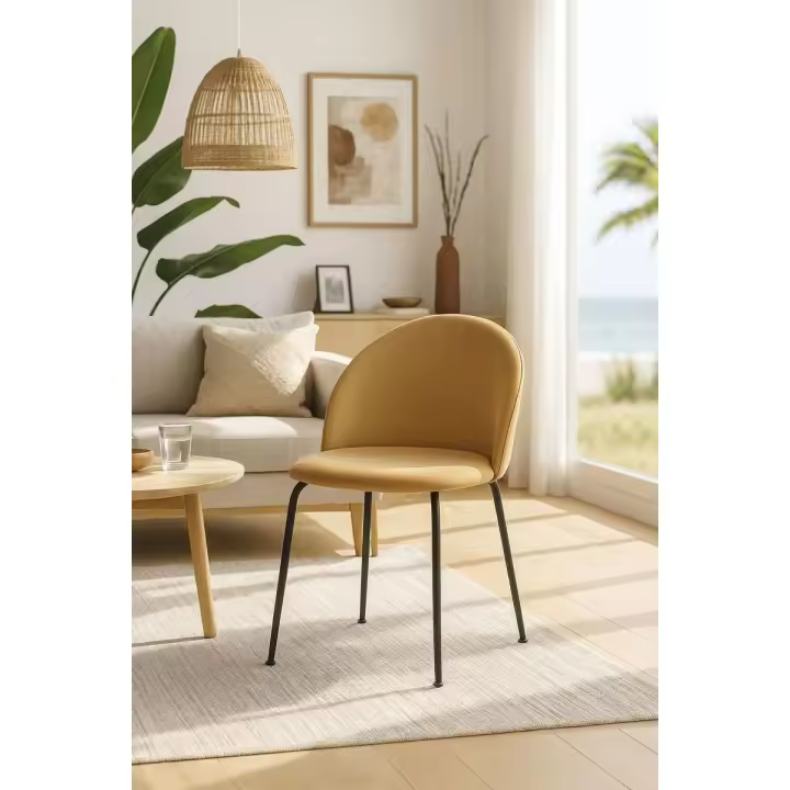 Silla Black Dalnia Terciopelo - Marrón Claro - 1