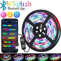 Tiras LED RGBIC WS2812B 3M DC 5V Con Control Remoto Bluetooth APP Para Decoración De Habitación Sala De Estar TV PC Luz Atmosférica - details 0