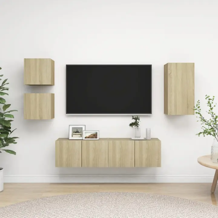vidaXL Juego de muebles de salón 5 piezas roble Sonoma - 1