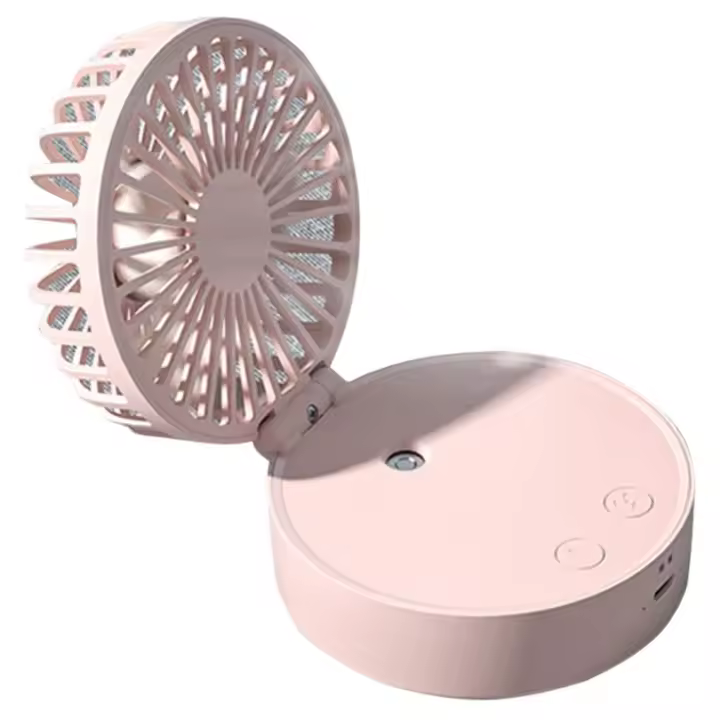 Mini VENTILADOR DE esritorio con pulverizador y catería (rosa) - 1