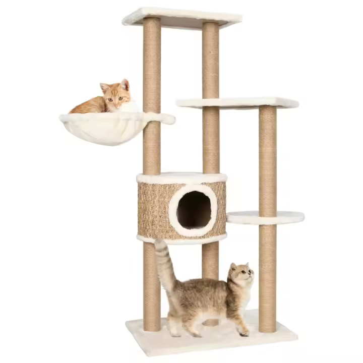 vidaXL ÁRBOL PARA GATOS CON POSTE RASCADOR 126 CM HIERBA MARINA - 1