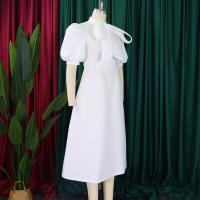 Vestido Elegante De Fiesta Para Mujer 2024 Con Cuello Con Lazo Manga Corta Cintura Alta A-Line Plisado Hasta El Tobillo Vestido De Cumpleaños - details 10