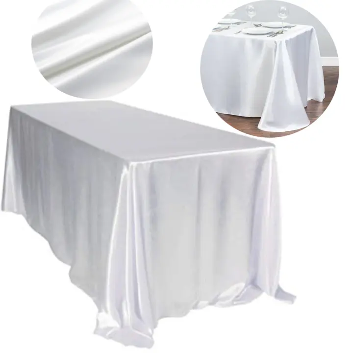 Mantel De Satén Rectangular Para Boda Fiesta De Cumpleaños Baño De Marea Navidad Decoración De Banquete Y Comedor En Casa Color Blanco - 1