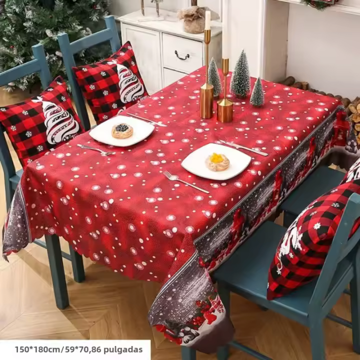 Mantel Rectangular De Navidad Impermeable Para Mesa De Comedor Decoración De Fiesta Del Año Nuevo Estilo Jacquard Tamaño Multi - 1