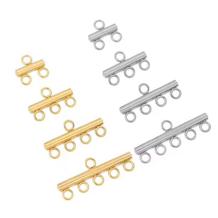 10pcs Correas De Pulsera Y Collar De Acero Inoxidable Con 5 Anillos Abrazaderas Para Colgantes Y Pendientes Suministros De Joyería DIY - 1