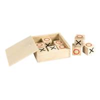 Juego infantil tres en raya en madera natural. Con 6 dados de madera impresos por 2 caras. Regalo perfecto para dar a niños y niñas en cumpleaños y fiestas infantiles. Juego de mesa divertido y educativo. Medidas de la caja: 7*7*2,5cm. - details 2