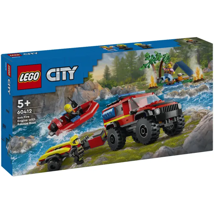 LEGO CITY  - CAMIÓN DE BOMBEROS 4X4 CON BARCO DE RESCATE, 60412, TIENDA CON LICENCIA OFICIAL - 1