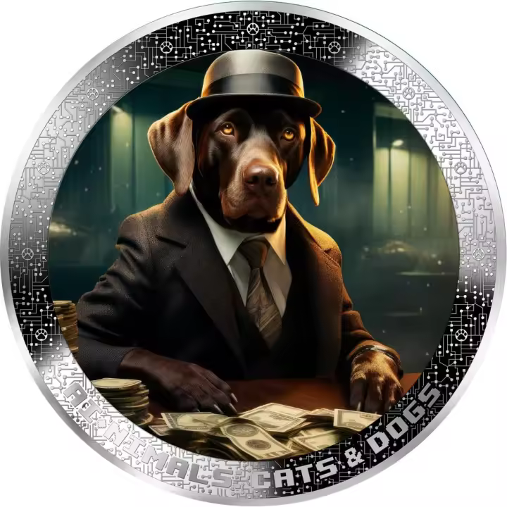 MAFIA BANKER DOG AI-NIMALS 1 Oz Moneda Plata 1000 Francs Camerún 2025 - 1