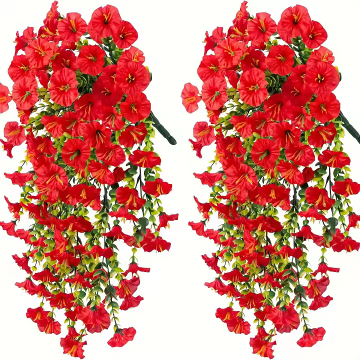 2pcs Decoración De Colgante De Gladiolus Artificiales Y Eucalipto Resistentes Al UV Para Hogar Jardín Bodas Versátil Al Aire Libre - 1