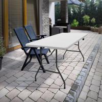STARLEY-Mesa de Camping Plegable de Plástico y Patas de Acero 180 x 70 x 74cm Blanca Mesita Buffet de Eventos Interior Exterior para 6 Personas Tablero con Asa de Transporte para Jardín Terraza - details 1