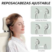 HOMCOM Silla de Oficina Ergonómica de Malla, Silla de Escritorio con Reposabrazos 3D, Reclinable a 135°, Reposacabezas Ajustable, Respaldo Alto, Soporte Lumbar, Reposapiés, Altura Ajustable, Beige - details 3