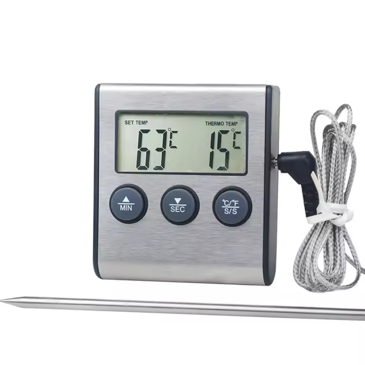 Termómetro De Barbacoa TP700 Con Probing De 15CM Medición De Temperatura En 5 Segundos Alarma De Temperatura Alta 300℃ Función De Timer Material Metálico Digital - 1