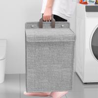 Cesta De Ropa Plegable Adhesiva Y Colgante Para Pared Multifuncional Organizador De Lavar Ropa Con Gancho De Malla Sin Cierre De Cremallera Material De Lona CANVAS Unisex - details 1